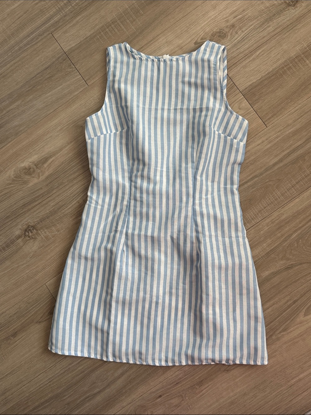 NWOT Sleeveless Blue and White Striped Mini Dress, S
